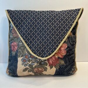 Vintage Floral Tapestry Cottagecore Victorian Decor Throw Accent Pillow 17x15”